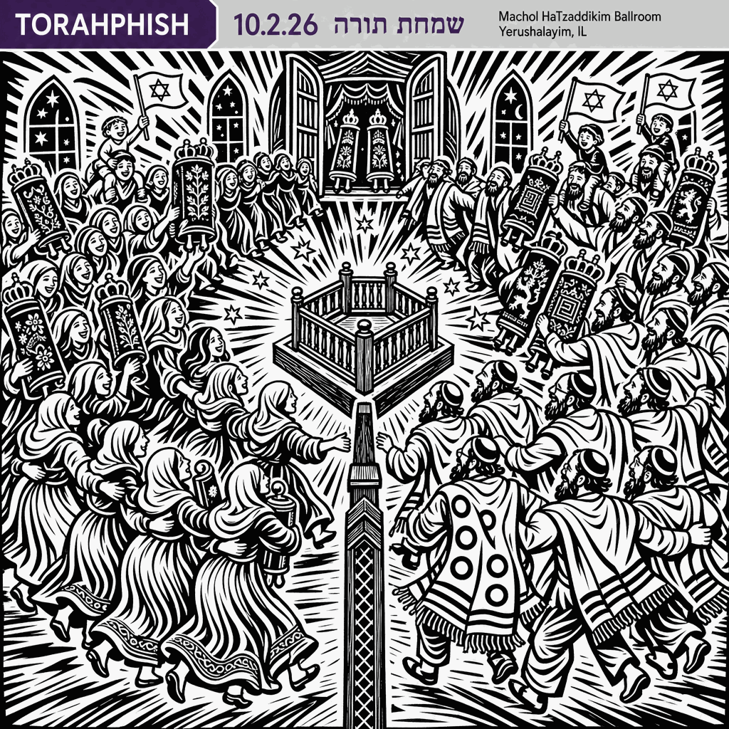 Simchat Torah: black-ink woodcut cover
